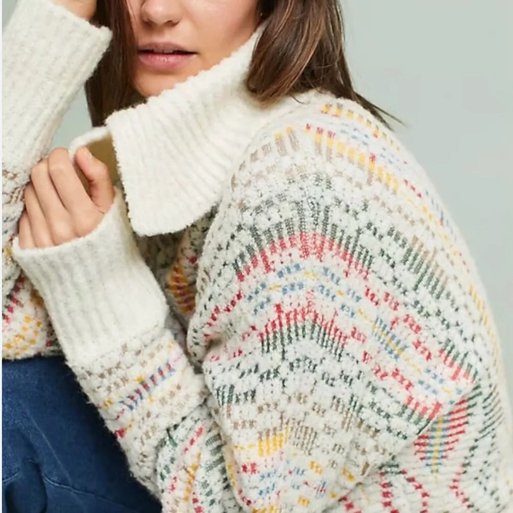 Anthropologie Agnetha Sleeping on Snow wool Chalet Jacquard Sweater S - Picture 2 of 5